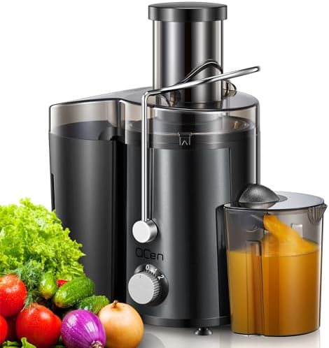 QCen Juicer Machine 500W Centrifugal Juicer with Extra Wide Feed Chute