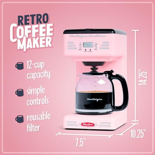 Nostalgia Retro 12-Cup Programmable Coffee Maker With LED Display, Automatic Shut-Off & Keep Warm, Pause-And-Serve Function, Aqua