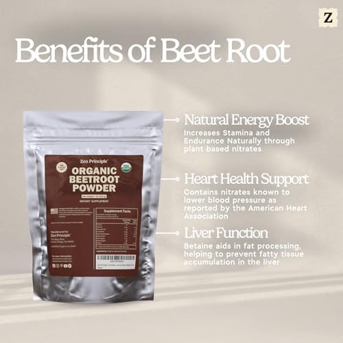 1 lb. Premium Organic Beetroot Powder. 100% USDA Certified. More Fiber and Less Sugar Than Beet Juice. All Natural Energy Boost