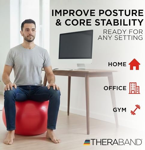 THERABAND Exercise and Stability Ball for Improved Posture, Balance, Core Fitness, Coordination and Rehab