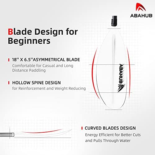 Abahub Kayak Paddle with Free Leash 220-240cm Kayaking Oars