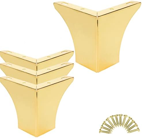 Bitray Metal Sofa Leg 2 Inch Height L Shape Furniture Leg Gold Sofa Legs Table Cabinet Cupboard Couch Leg Furniture Feet Replacement - 4pcs