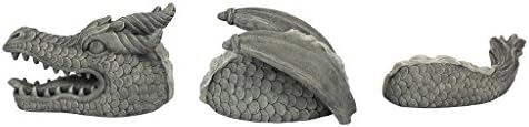 Design Toscano The Dragon of Falkenberg Castle Moat Lawn Garden Statue, 28 Inch Long, 14 Inch Tall, Cast Stone Resin, Gray Stone Finish