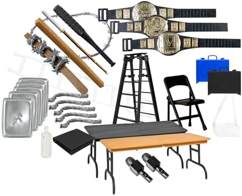 30 Piece Massive Wrestling Figure Accessory Pack for Wrestling Figures | Build Bigger Wrestling Figure Matches with 30 Realistic Accessories