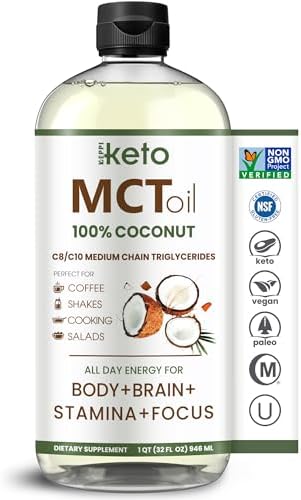 Keppi MCT Oil - From 100% Coconuts - Flavorless C8 and C10, Non-GMO, Certified Gluten-Free, Palm Oil Free, Vegan, Kosher, Halal, 32 oz Coconut Oil