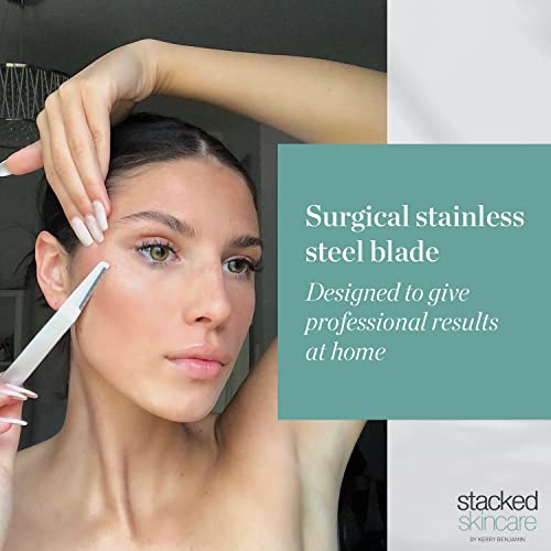 Professional-Grade Dermaplaning Tool – Precision Exfoliation, Removes Peach Fuzz & Dead Skin, Aluminum Handle, Refillable Blades