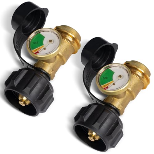 GASPRO Universal Propane Tank Gauge, Fits for 5-100lb Propane Tank Cylinder, Propane Adapter with POL Connection for RV, Camper, Gas Grill, Fire Pit