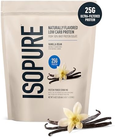 Isopure Low Carb 100% Pure Whey Isolate Protein Powder, Lactose Free, Gluten Free, with Vitamins, Vanilla, 25g Protein Per Serving, 3 Lbs, 43 Servings (Packaging May Vary) | 25g Protein Per Serving, 100% Whey Protein Isolate, Lactose Free, Gluten Free, w…