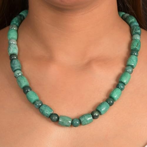 Green Jasper 490.00 ctw Beaded Necklace in Platinum Over 20 Inches
