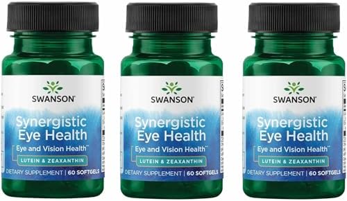 Swanson Synergistic Eye Health, Lutein 20 mg Zeaxanthin 2 mg, 60 Softgels | Synergistic Eye Health with Lutein 20 mg and OmniXan Zeaxanthin 2 mg to Protect the Retina and Macula from Blue Light