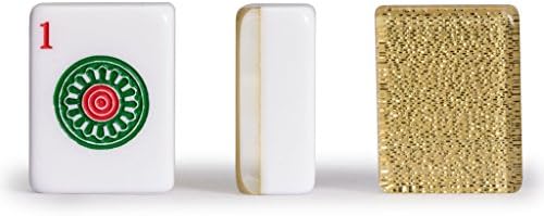 Yellow Mountain Imports American Mahjong Set, Golden Fortune with 166 Acrylic Mahjong Tiles, Inlaid Wooden Case, Racks and Other Accessories