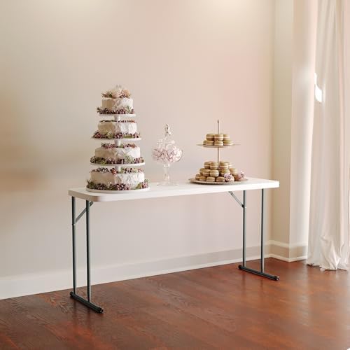 BizChair 5-Foot Granite White Plastic Folding Training Table