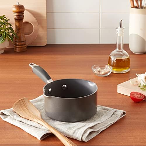 Anolon Advanced Hard Anodized Nonstick Sauce Pan/Saucepan with Straining and Lid, 2 Quart, Brown