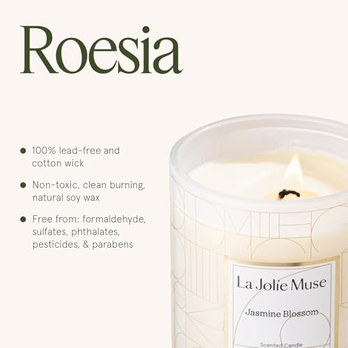 LA JOLIE MUSE Jasmine Floral Scented Candles for Home, Natural Soy 70 Hrs | Luxury White Jar Candle, Clean Non Toxic, Decorative Candle for Candle Warmer, Gifts for Women & Mom, Floral Engaged Candles
