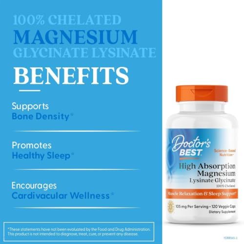 Doctor's Best High Absorption Magnesium Glycinate Lysinate, 120 Veg Caps