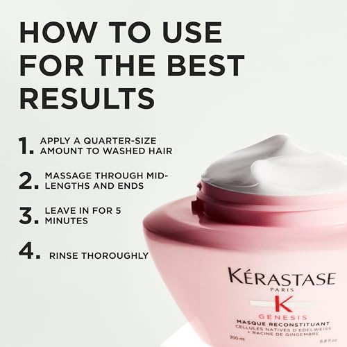 KERASTASE Genesis Hair Mask | Anti-Breakage & Strengthening For Weak or Damaged Hair | Nourishes, Detangles