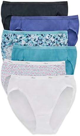 Hanes women's Hi-Cut Panties Pack, Lightweight Cotton Hi-Cuts, 6-Pack (Retired, Colors May Vary)