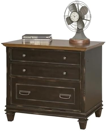 Hartford Wood Lateral File With Locking Legal/Letter File Drawer Black