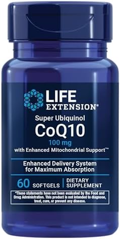 Life Extension Super Ubiquinol CoQ10 with Enhanced Mitochondrial Support, Heart Health Supplement, Maximum Absorption, 50 mg, Non-GMO, Gluten-Free, 30 softgels | Ultra-Absorbable Ubiquinol CoQ10 with Shilajit for Heart Health & Cellular Energy Production…