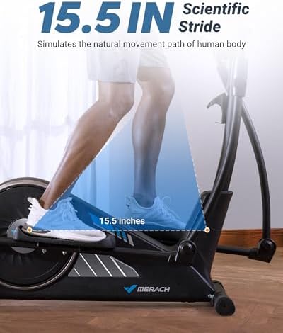 MERACH Elliptical Exercise Machine for Home Use, Elliptical Machine with Hyper-Quiet Magnetic Drive System, 16-Level Resistance Adjustment