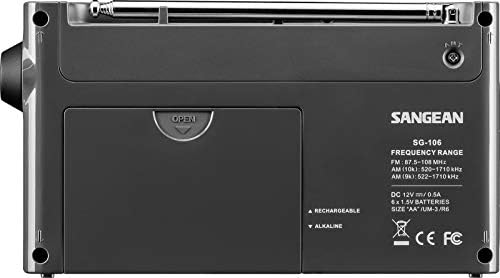 SANGEAN SG-106 AM/FM Compact Digital Tuning Portable Receiver (Black)