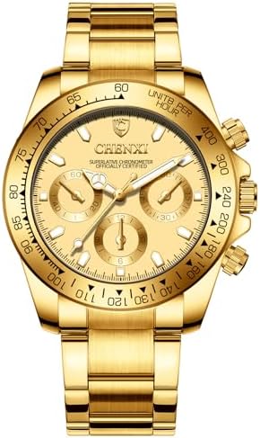 DREAMING Q&P Fq-005 Classic Style Gold Stainless Steel Mens Wrist Watches with Crystals for Man