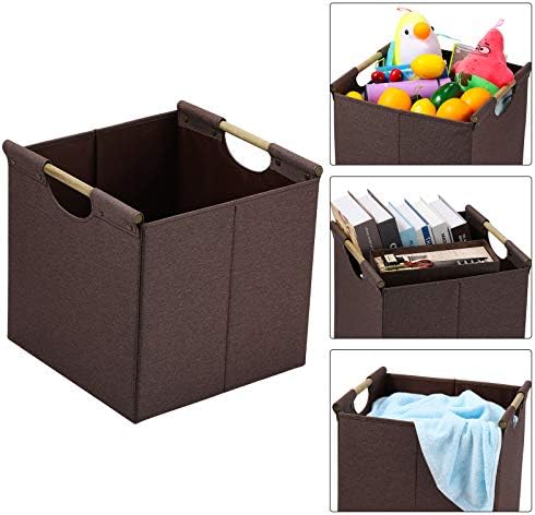 HOONEX Collapsible Storage Bins, 13x13x13 Inches Storage Cubes Linen Fabric, 3 Pack