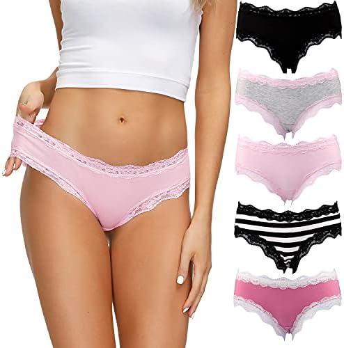 Women’s Underwear Soft Breathable Cotton Brief Ladies Panties 5-Pack