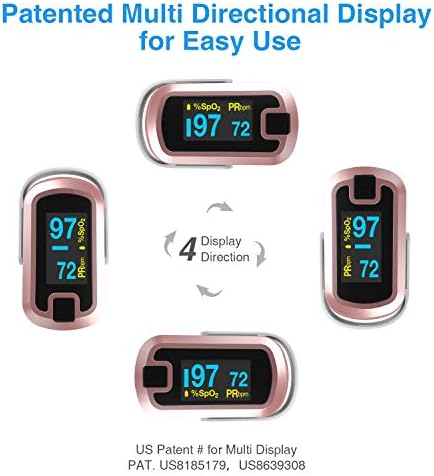 mibest OLED Finger Pulse Oximeter, O2 Meter, Dual Color White/Rose Gold