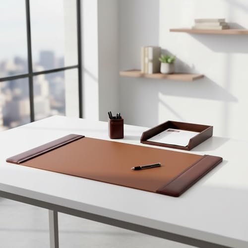 Dacasso Leather Desk Set, 3-Piece, Mocha