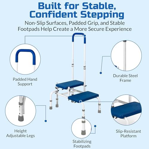 Step Stool with Handle for Elderly, Bed Step Stools for Seniors WithHandles