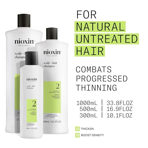 NIOXIN System 2 | Scalp Care | Shampoo | Hair Thickening | For Natural Hair | Scalp Health | For Natural Hair with Progressed Thinning | Cleanse & Boost Hair Density with Niacinamide & Biotin