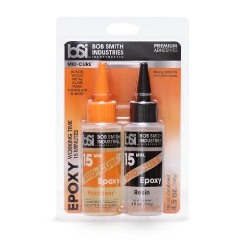Bob Smith Industries BSI-203H Mid-Cure™ Epoxy - 4.5 oz. Combined, Light Amber - 15-Minute Working Time Adhesive for Wood, Metal, Fiberglass