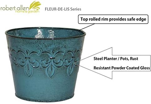 MPT01891 Fluer De Lis Series Metal Planter Flower Pot, 6", Color Tansy Green