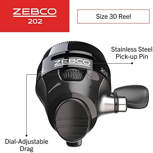 Zebco 202 Spincast Fishing Reel, Right-Hand Retrieve, Durable All-Metal Gears, Stainless Steel Pick-up Pin, Pre-Spooled with 10-Pound Zebco Fishing Line,