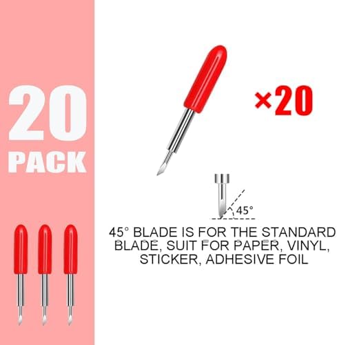 THANMAO 20 Pcs Replacement Blades Compatible with Explore Air 2/Air 3/Explore 4/Maker/Maker 3/Maker 4 Cutting Machines（5 Fine-Point Blades, 10 Standard Blades and 5 Deep Cutting Blades）
