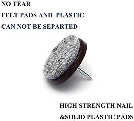 Furniture Felt Pads Nail-on Heavy Duty Felt Pad Chair Sliders Round Chair Leg Floor Protectors 1" Furniture Leg Protector 24 Pack