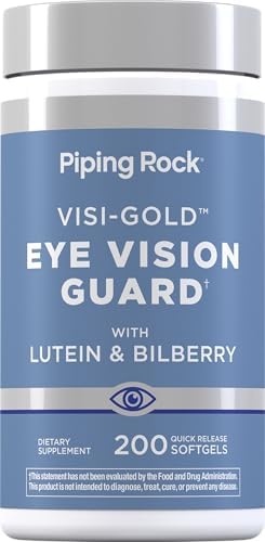 Piping Rock Lutein and Zeaxanthin Supplements | 200 Softgels | with Bilberry Extract | Eye Vision Vitamin | Non-GMO, Gluten Free