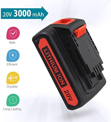 LBXR20 20V 4.0Ah Replacement for Black and Decker 20V Lithium Battery Max LB20 LBX20 LBXR20-OPE LBXR2020-OPE LBXR20B-2 LST220 LST300 20-Volt Max