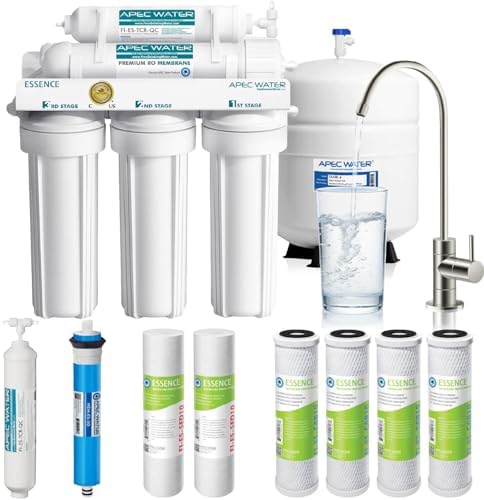 APEC Water ROES-50, 5-Stage Under Sink Reverse Osmosis System, 50 GPD | NSF Certified 372 & 58, Reduces 99% of Impurities, DIY Installation