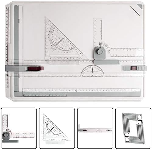A3 Drawing Board, Lightweight Multi-Funtion Drafting Table with Adjustable Measuring System Angle