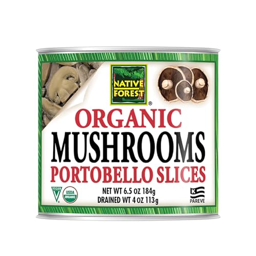 Native Forest Organic Portobello Mushroom Slices - 6.5 Oz (Pack of 12) | Canned Mushrooms, Low Calories & Fat, Non-GMO Project Verified, USDA Organic