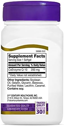 21st Century CoQ10 200mg Softgels, Heart & Antioxidant, 90 Count | Coenzyme Q10 200 mg Fast-Release Liquid Softgels, Heart Health & Antioxidant Support, Gluten Free, No Artificial Colors