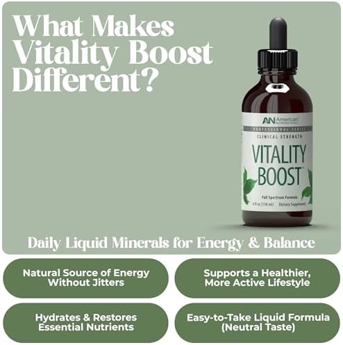 American Nutriceuticals - Vitality Boost Fulvic Acid w/Trace Mineral Drops - Multimineral Supplement -Rich in Amino Acids – Improves Energy Function