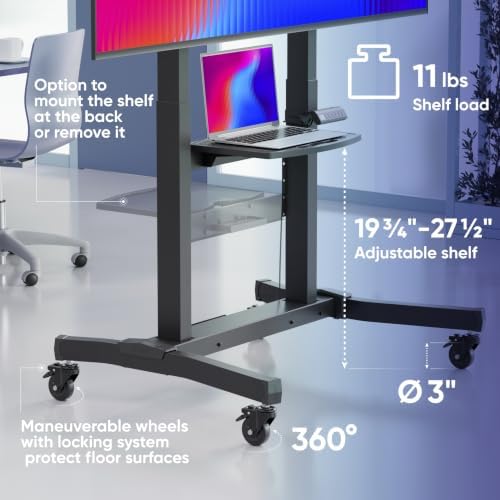 ONKRON Motorized TV Stand 50-100", up to 265 lbs, max VESA 1000x600, Black | Electric TV lift height adjustable 44.5"-63", remote, tilt