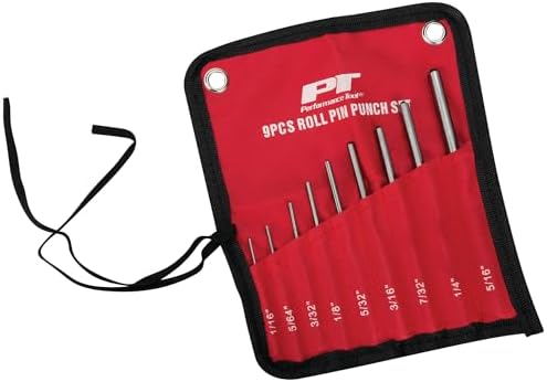 Performance Tool W758 5-Piece 8 in. Long Pin Punch Set | Carbon steel construction with hardened tips. Knurled handles for sure grip. Reaches deeply set pins