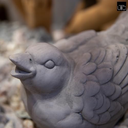 Small Cement Bird Statue, Gray Concrete Finish (8.25 X 5.25 X 6.25 In.) | Decorative Cement Bird Figurine With A Gray Concrete Finish, Ideal For Tables, Patios, Lawns, Yards, And Home Décor.