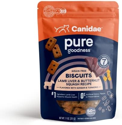 Canidae Pure Dog Treat Biscuits - Healthy & Nutrient Rich Dog Treats - Grain-Free Limited Ingredient Formula - Soy-Free - Crunchy Texture - Easy-Snap Design - 11 oz - Duck & Chickpea Recipe