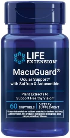 Life Extension MacuGuard Ocular Support with Saffron & Astaxanthin – Eye Health Supplement for Healthy Vision – with Lutein, zeaxanthin