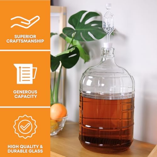 3 Gallon Clear Glass Italian Carboy - 30 mm Cork Neck Finish (CORK NOT INCLUDED)